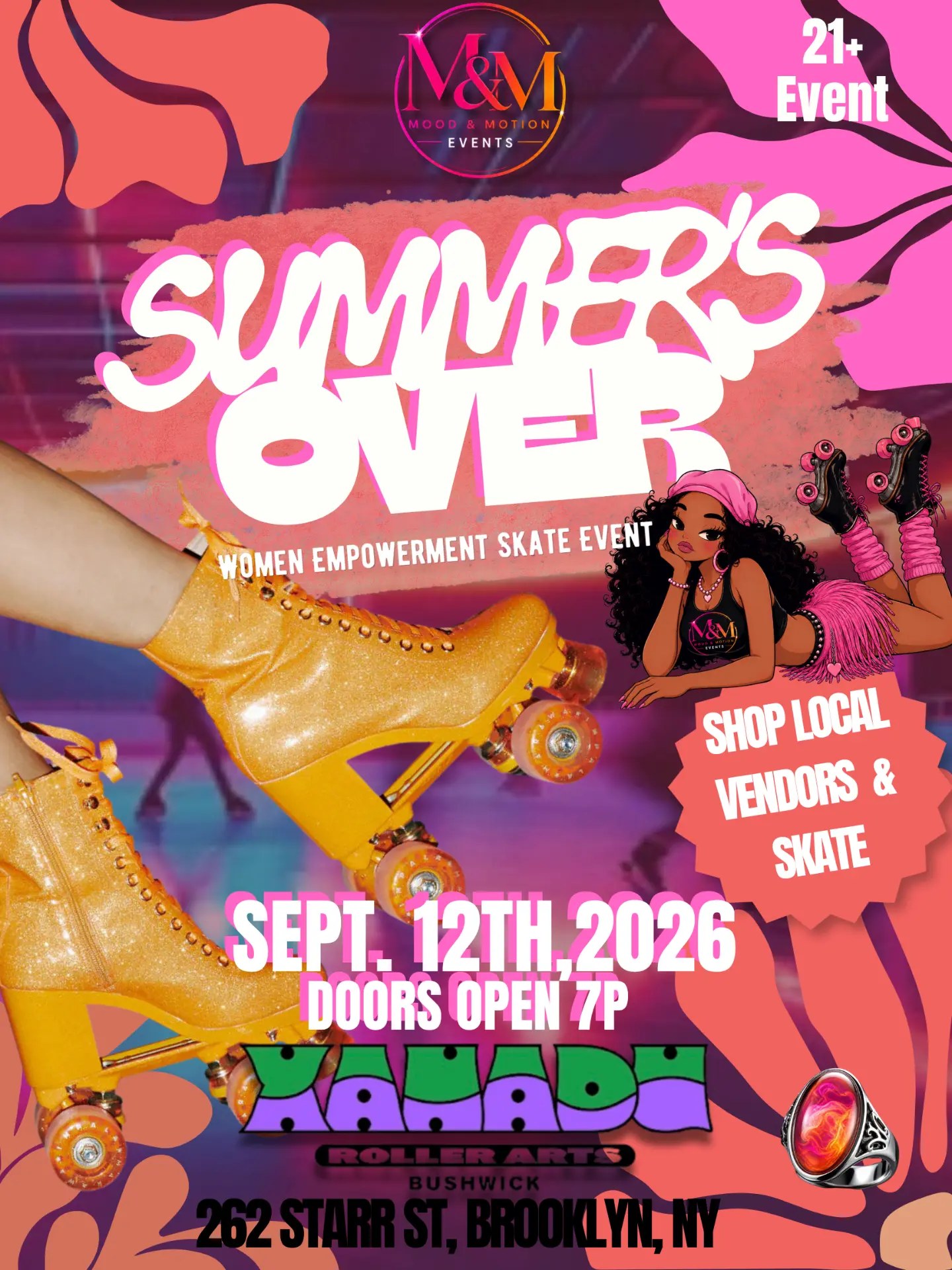 Summer's Over event flyer — September 12, 2026 at Xanadu Roller Arts